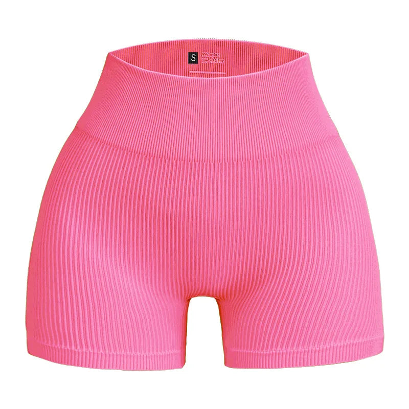 High Waist Ribbed Yoga Shorts