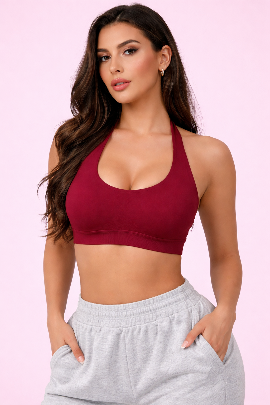 Seamless Halter Push Up Sports Bra